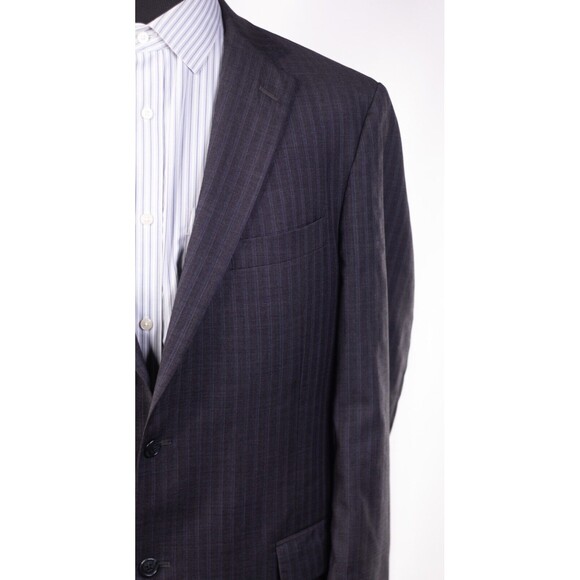 Hart Schaffner & Marx Heritage Men 2 pc Suit 44L Wool Striped Gray 2 Button - Picture 4 of 16